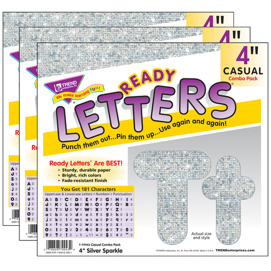 (3 PK) READY LETTERS 4IN SILVER