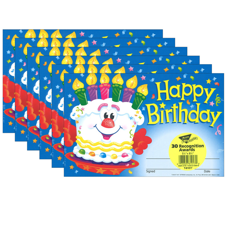 (6 PK) AWARDS HAPPY BIRTHDAY CAKE