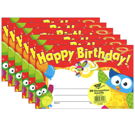 (6 PK) HAPPY BIRTHDAY OWL STARS