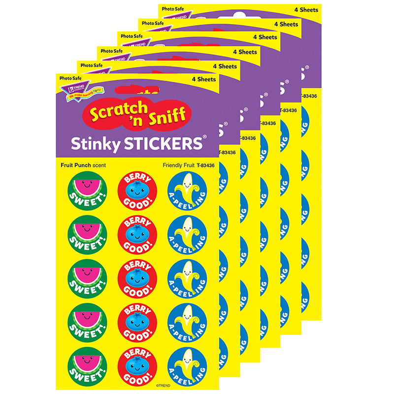 (6 PK) FRIENDLY FRUIT STINKY STCKRS