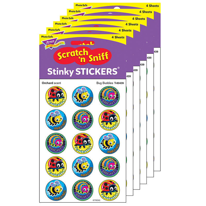 (6 PK) BUG BUDDIES STINKY STICKERS