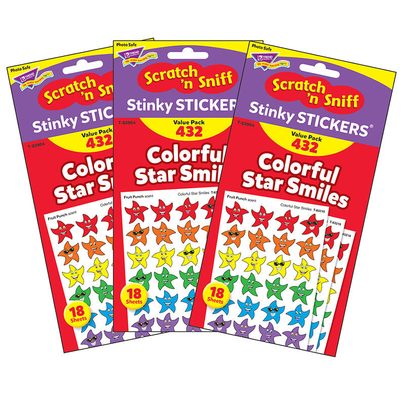 (3 PK) STINKY STICKERS SMILEY STARS