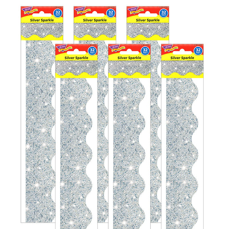 (6 PK) TRIMMER SILVER SPARKLE