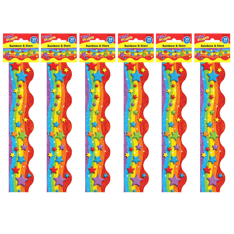 (6 PK) RAINBOW & STAR TRIM SCALLOP