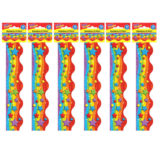 (6 PK) RAINBOW & STAR TRIM SCALLOP