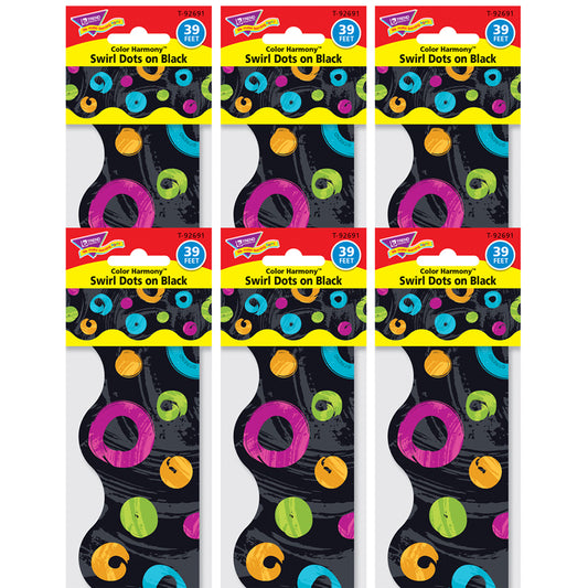 (6 PK) CLR HARM SWIRL DOTS ON BLCK