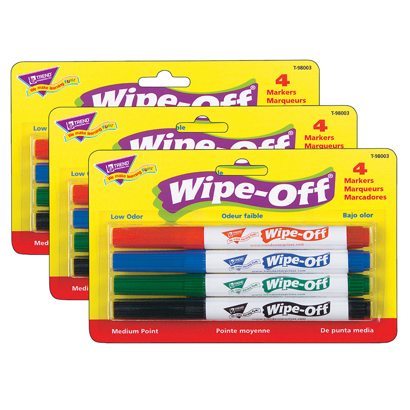 (3 PK) WIPE OFF MARKER 4 STANDARD