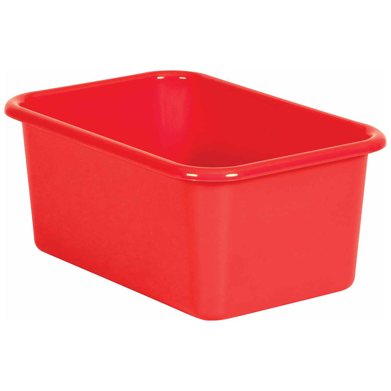 RED SMALL PLASTIC STORAGE BIN