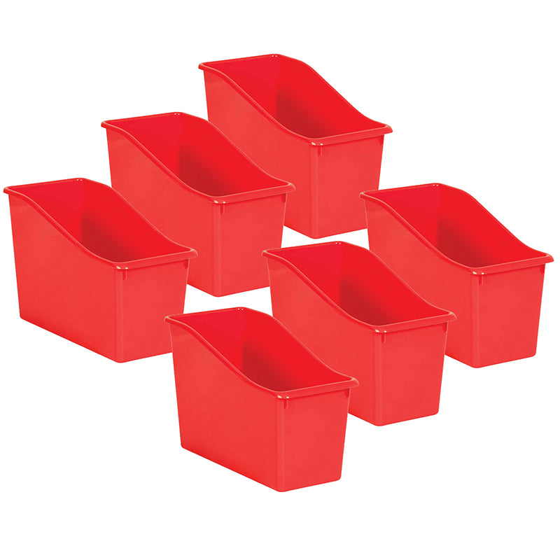 (6 EA) RED PLASTIC BOOK BIN