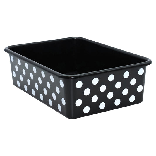 WHITE POLKA DOTS LARGE STORAGE BIN