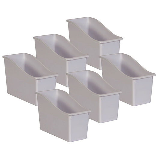 (6 EA) WHITE PLASTIC BOOK BIN