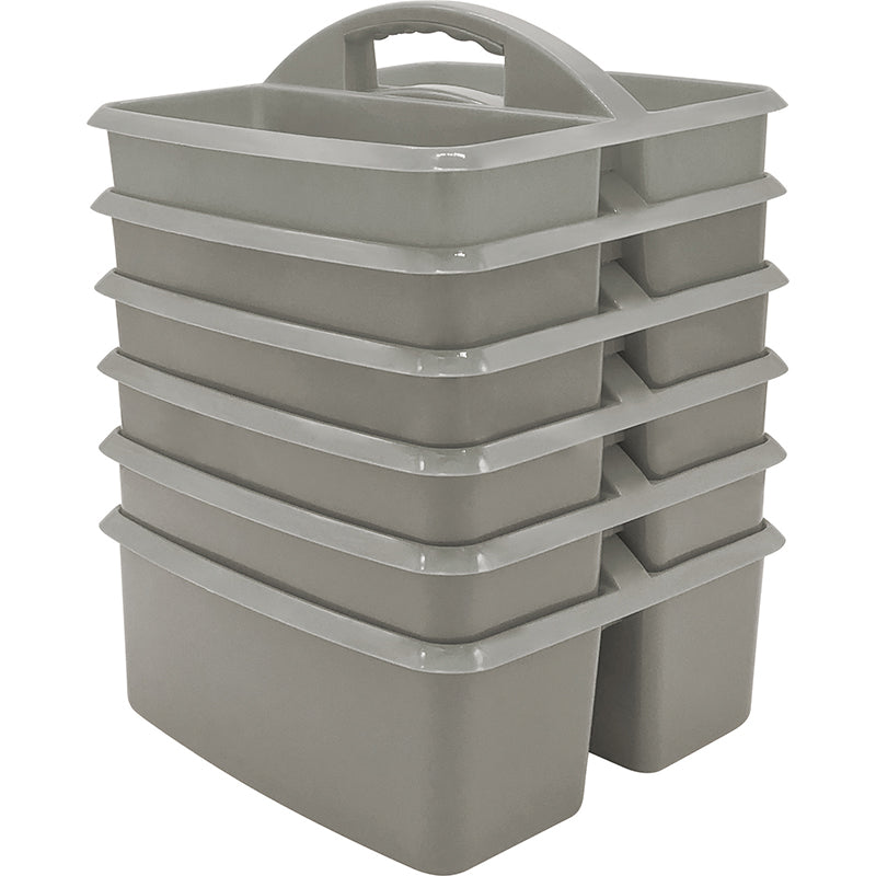(6 EA) GRAY PLASTIC STORAGE CADDY