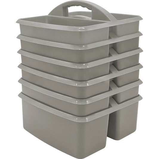(6 EA) GRAY PLASTIC STORAGE CADDY