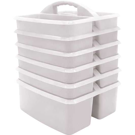 (6 EA) WHITE PLASTIC STORAGE CADDY