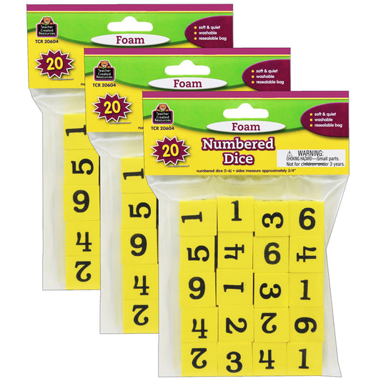 (3 PK) FOAM NUMBERED DICE NUMERALS