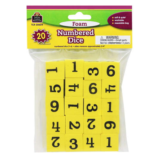 FOAM NUMBERED DICE NUMERALS 1-6