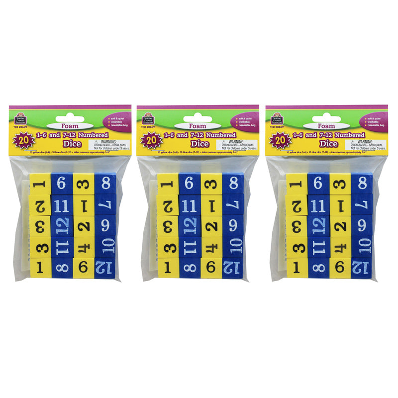 (3 PK) FOAM NUMBERED DICE NUMERALS