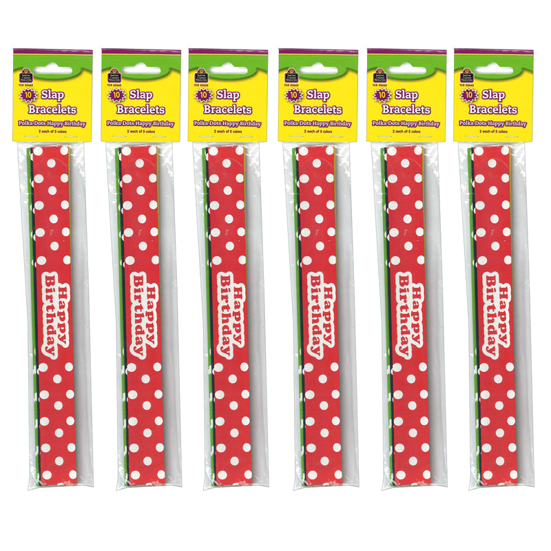 (6 PK) SLAP BRACELETS POLKA DOTS