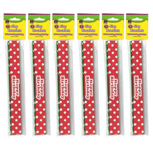 (6 PK) SLAP BRACELETS POLKA DOTS