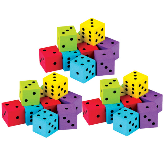 (3 PK) 20 PACK FOAM COLORFUL DICE