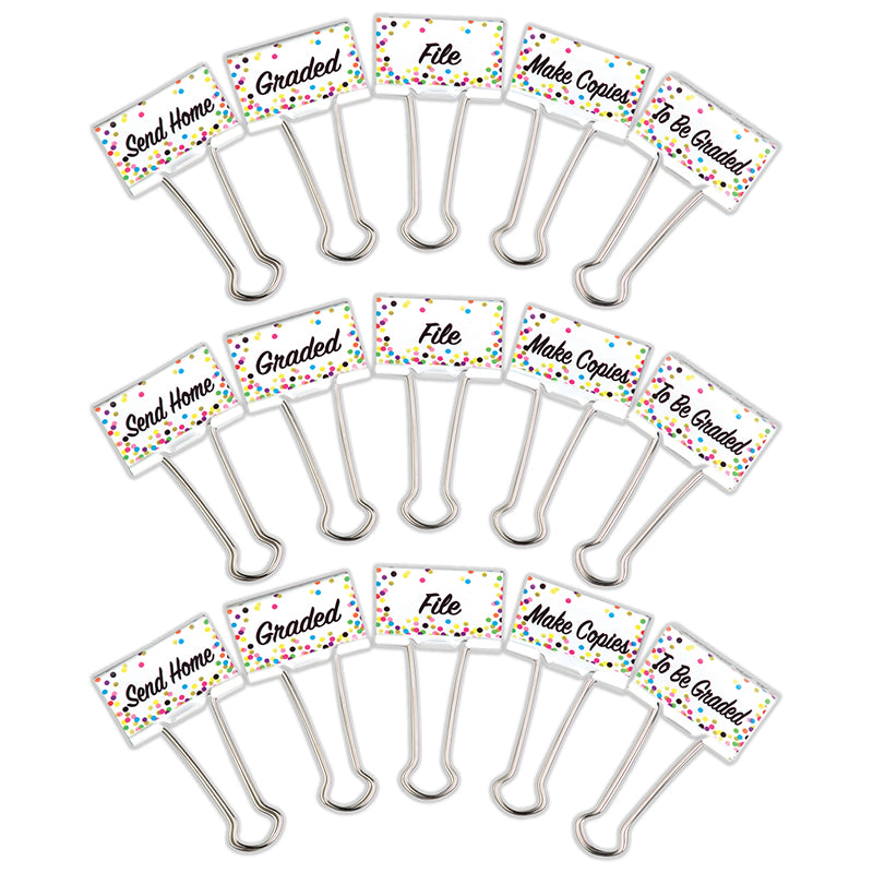 (3 PK) CONFETTI BINDER CLIPS