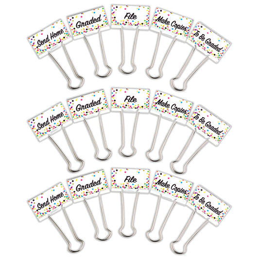 (3 PK) CONFETTI BINDER CLIPS