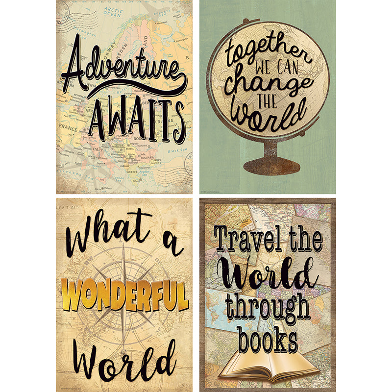 TRAVEL THE MAP POSTER SET 4 PCS