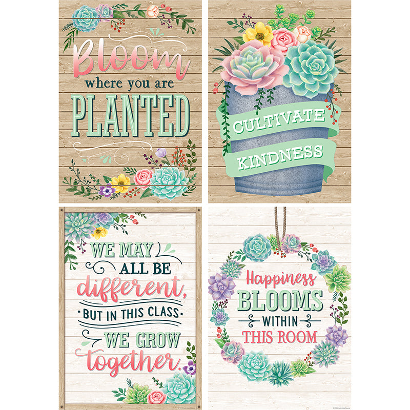 RUSTIC BLOOM POSTER SET 4 PCS