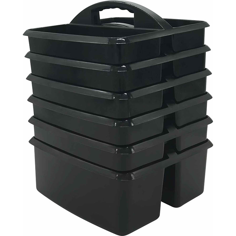 (6 EA) BLACK PLASTIC STORAGE CADDY