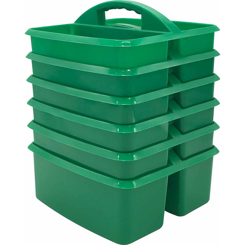 (6 EA) GREEN PLASTIC STORAGE CADDY