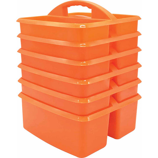 (6 EA) ORANGE PLASTIC STORAGE CADDY