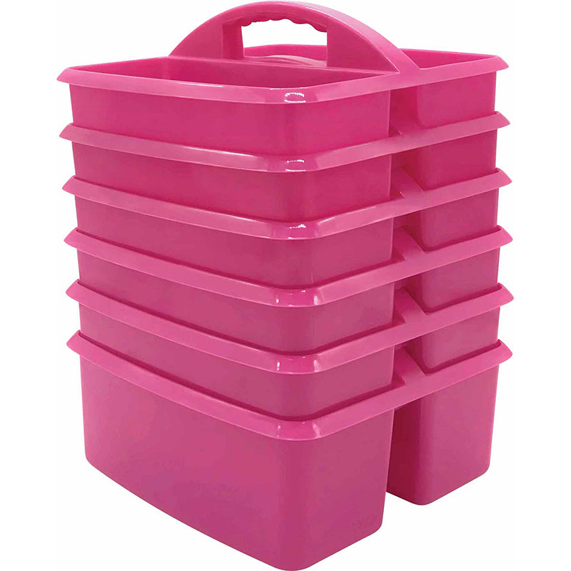 (6 EA) PINK PLASTIC STORAGE CADDY