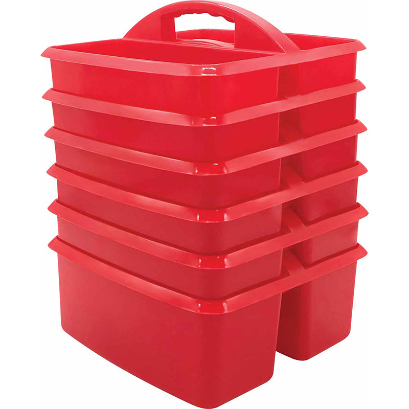 (6 EA) RED PLASTIC STORAGE CADDY