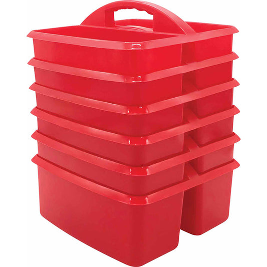 (6 EA) RED PLASTIC STORAGE CADDY