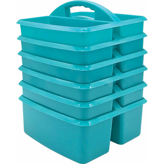 (6 EA) TEAL PLASTIC STORAGE CADDY