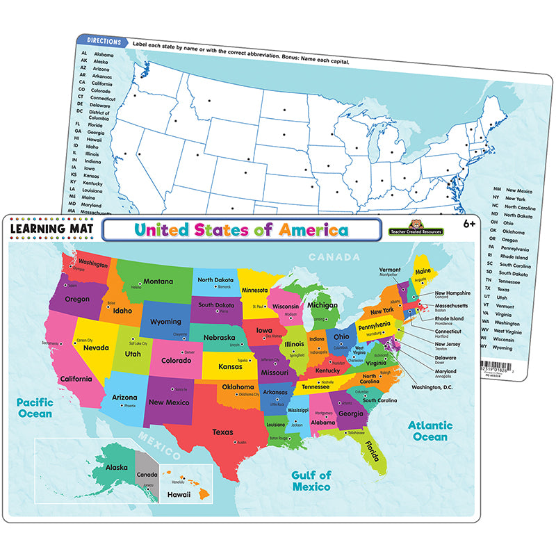 UNITED STATES MAP LEARNING MAT