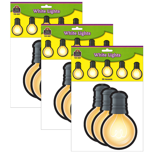 (3 PK) WHITE LIGHT BULBS ACCENTS