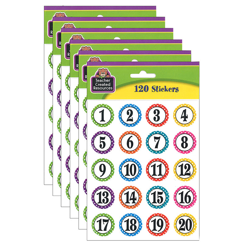 (6 PK) POLKA DOTS NUMBERS STICKERS