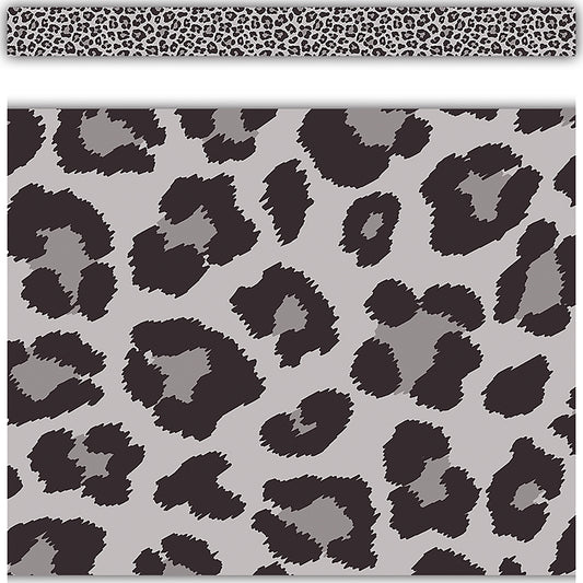 GRAY LEOPARD PRINT STRAIGHT BORDER