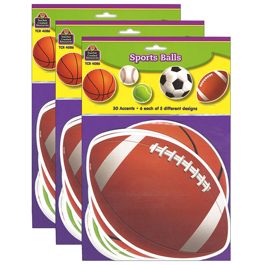 (3 PK) SPORTS BALLS ACCENTS