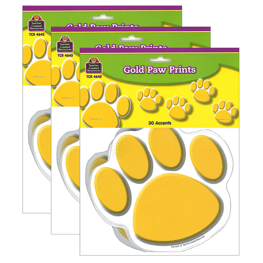 (3 PK) GOLD PAW PRINTS ACCENTS
