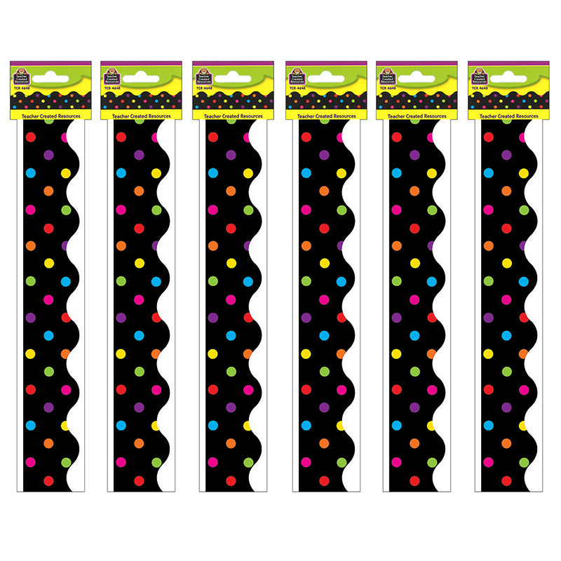 (6 PK) BLACK/MULTICOLOR DOTS