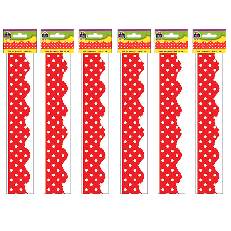 (6 PK) RED MINI POLKA DOTS BORDER