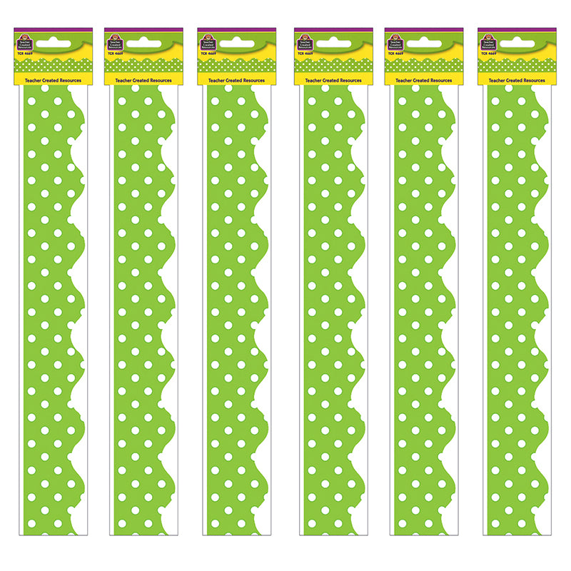 (6 PK) LIME MINI POLKA DOTS BORDER