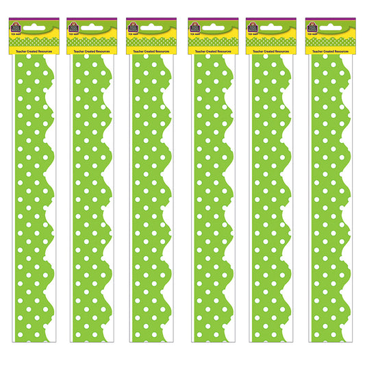 (6 PK) LIME MINI POLKA DOTS BORDER