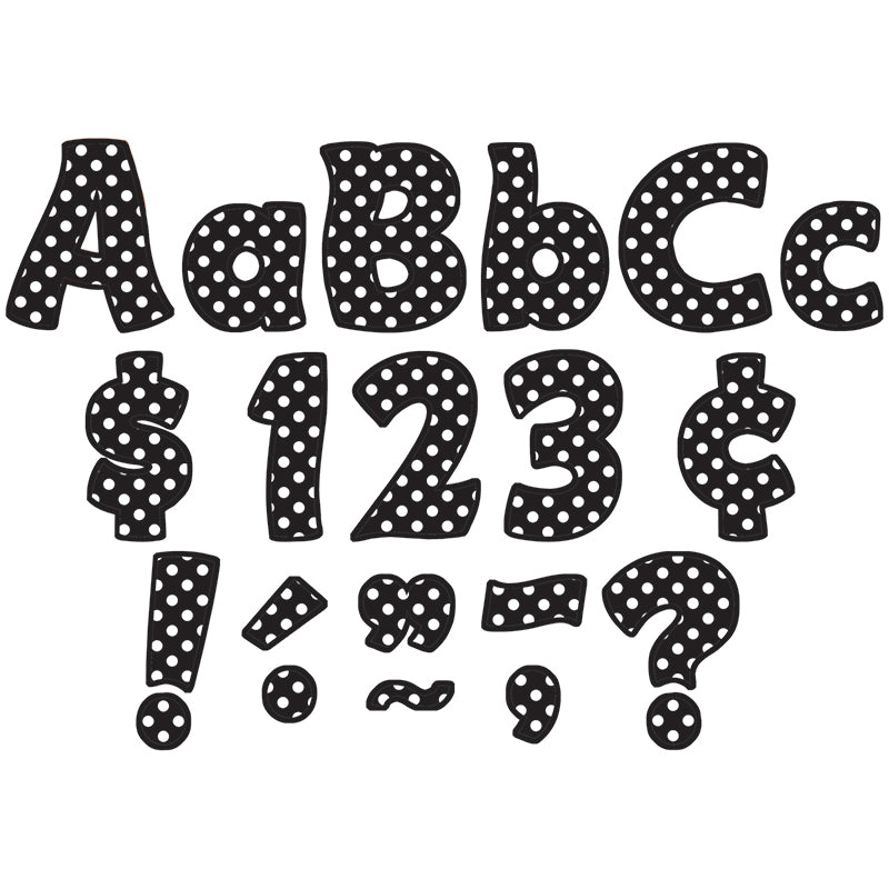 BLACK POLKA DOTS FUNTASTIC FONT 4IN
