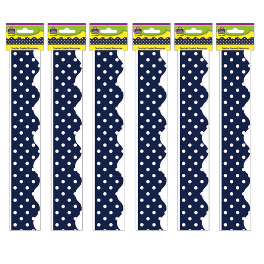 (6 PK) NAVY POLKA DOTS SCALLOPED