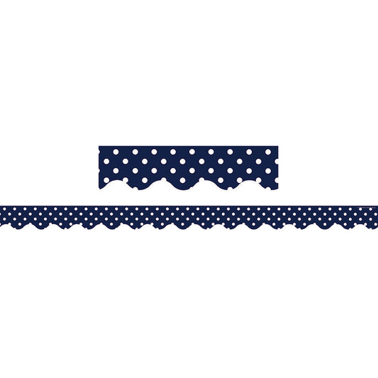 NAVY POLKA DOTS SCALLOPED BORDER