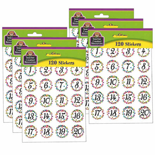 (6 PK) CONFETTI NUMBERS STICKERS