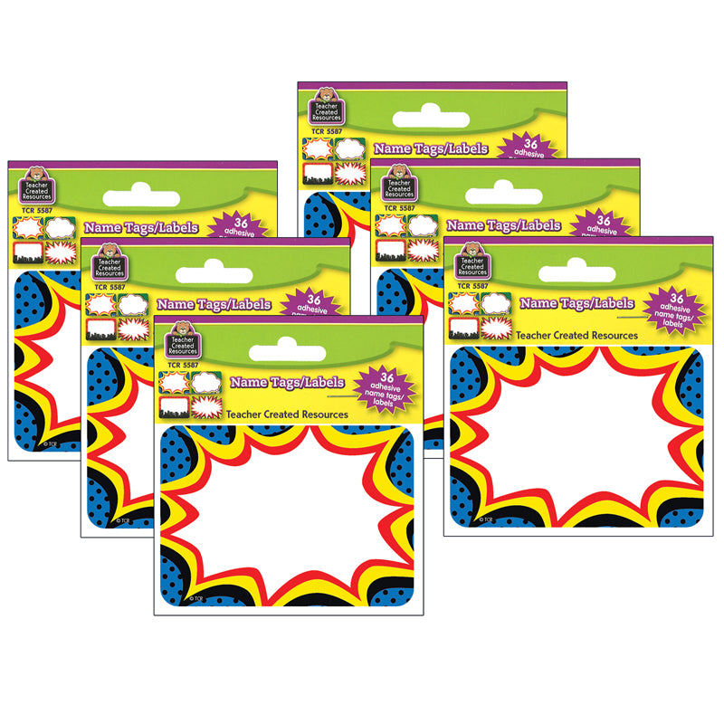 (6 PK) SUPERHERO NAME TAGS LABELS